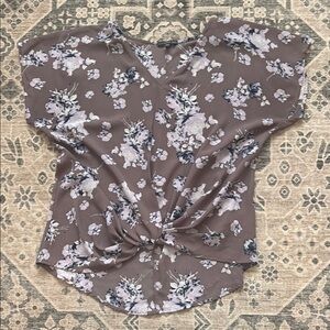 Floral Knot-Front Blouse